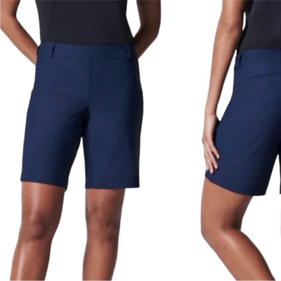 SPANX Active Shorts Size Large Blue 10"‎ Bermuda Pull On Outdoor Hiking - Picture 5 of 5